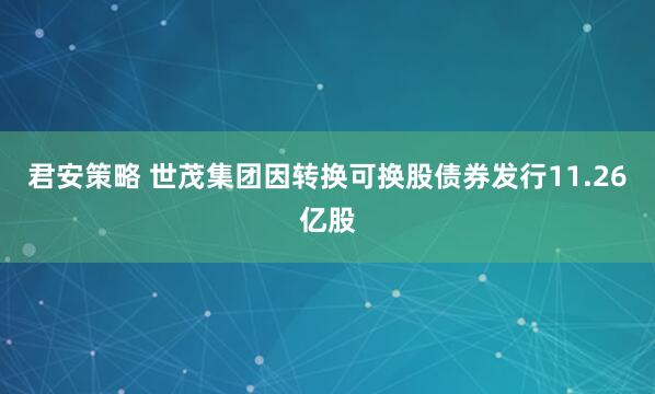 君安策略 世茂集团因转换可换股债券发行11.26亿股
